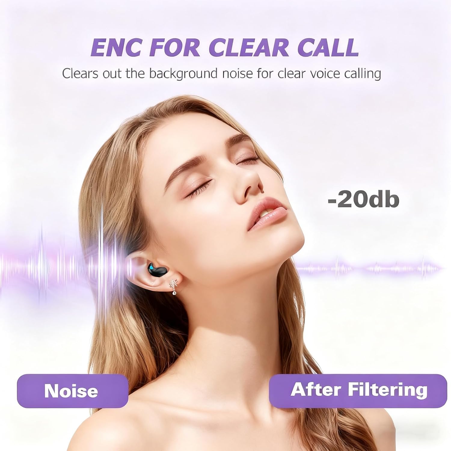 Invisible Sleep Wireless Earphone IPX5 Waterproof Purple Wireless Thin Invisible Sleep Earbuds for Side Sleepers Ear Buds Smallest Tiny Small Mini Discreet Earbud for Sleeping Invisible Headphones image 4