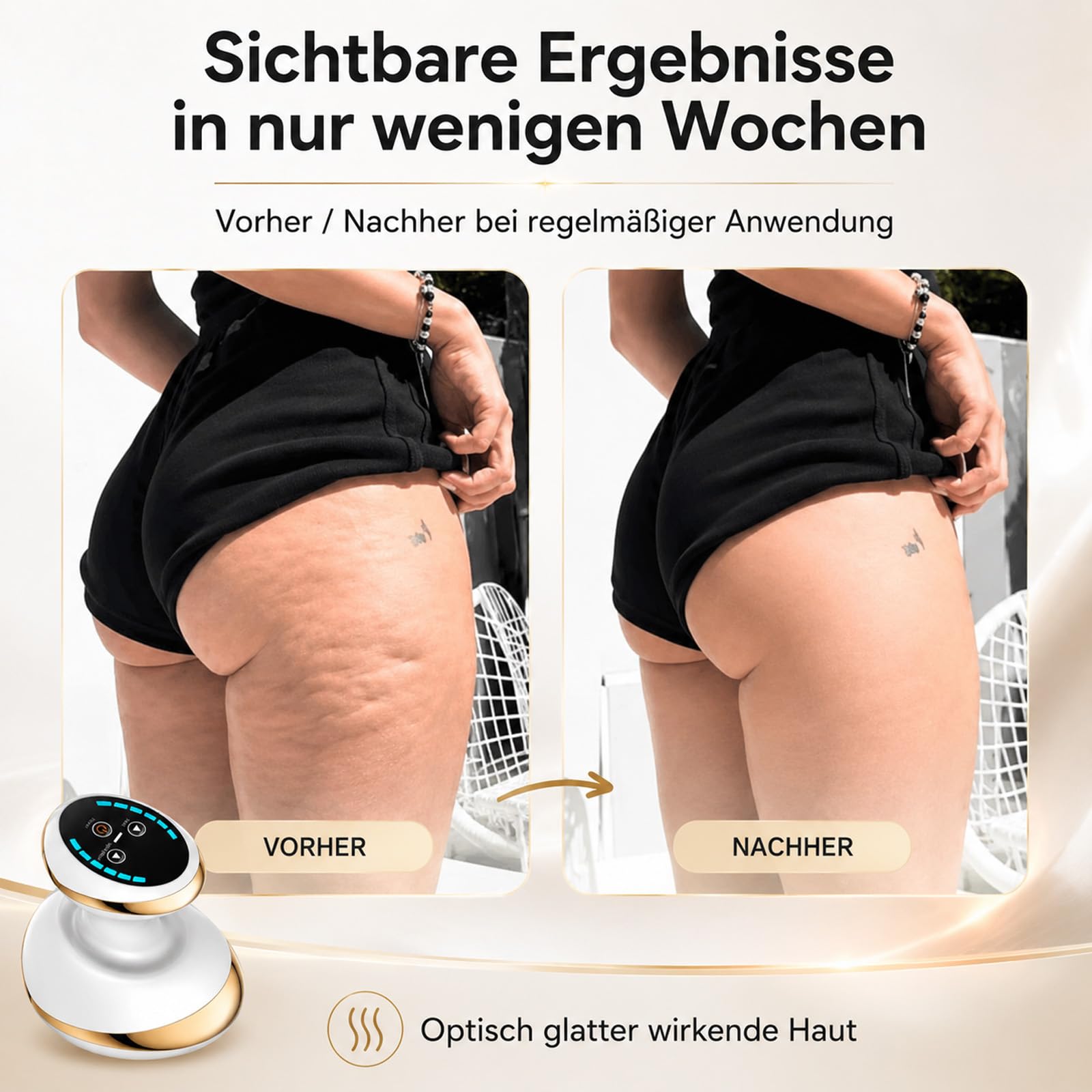 Celluvia Massage 4in1 Vakuummassagegerät gegen Cellulite, Rotlicht & Lymphpflege, Hautstraffend & Glättend