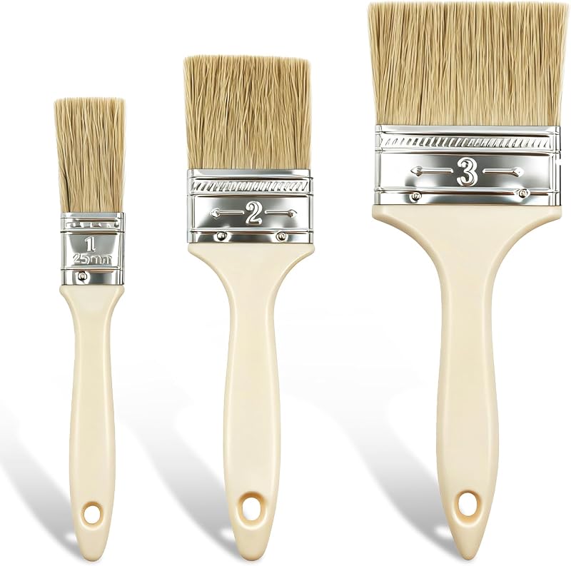 3 Pack Paint Brushes Set, White | Ideal for Priming, Painting, Varnishing, Wood, Walls, and More