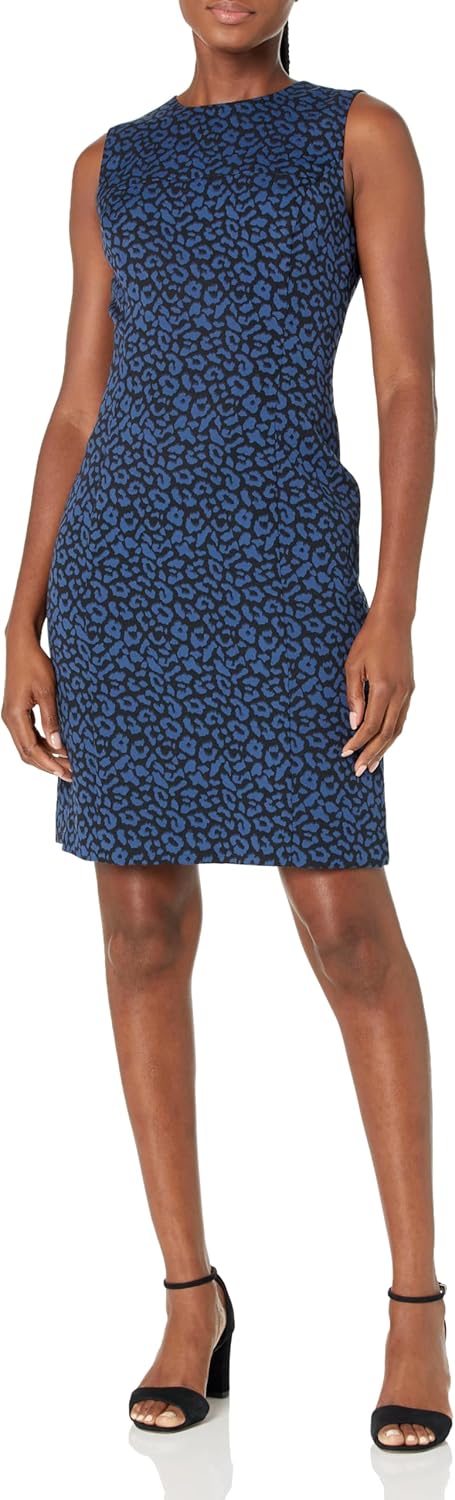 Women's Animal Jaquard Sheath Dress with Topper Jacket