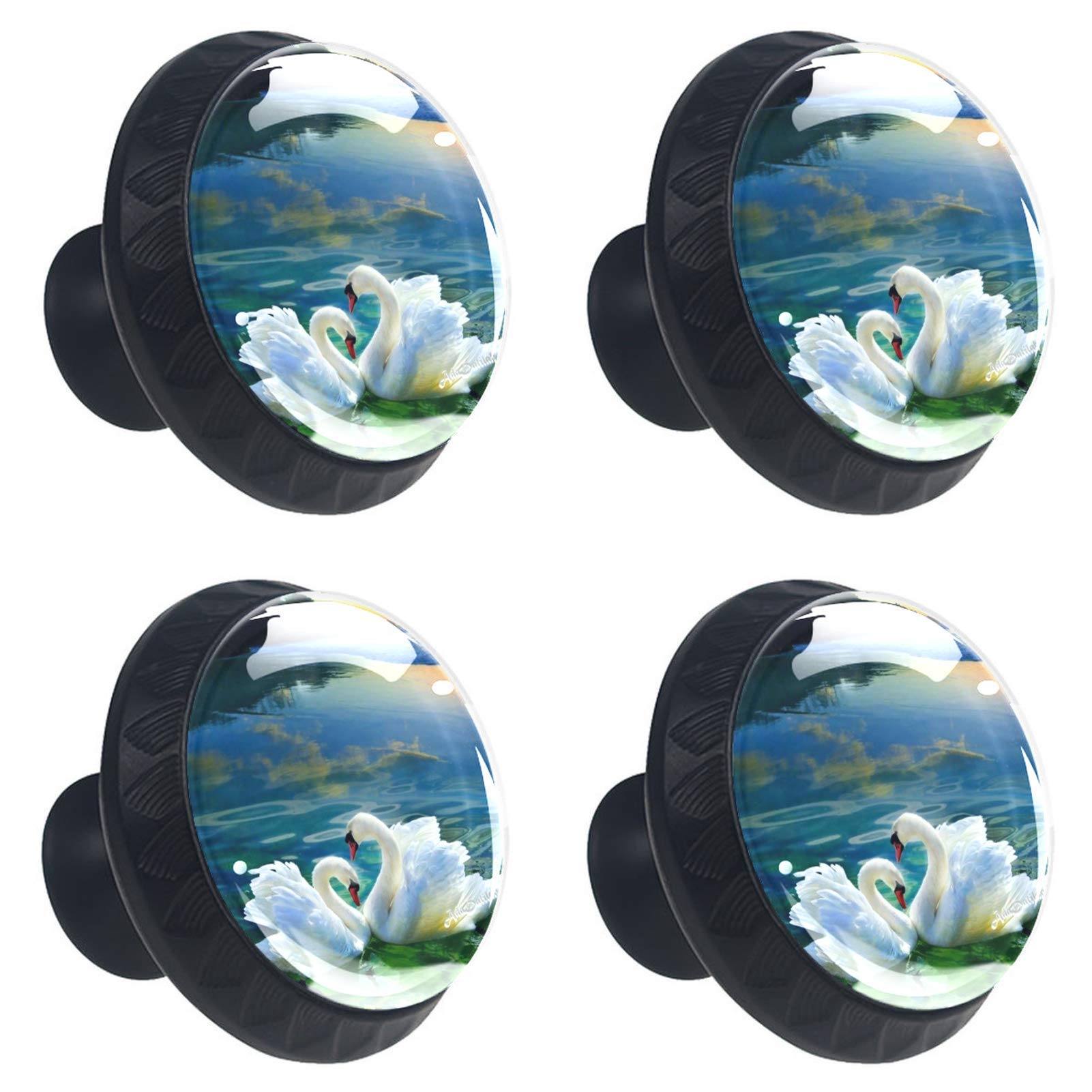 Boutons de tiroir en cristal Swan 30 mm lot de 4 poignées de meuble placard commode avec vis