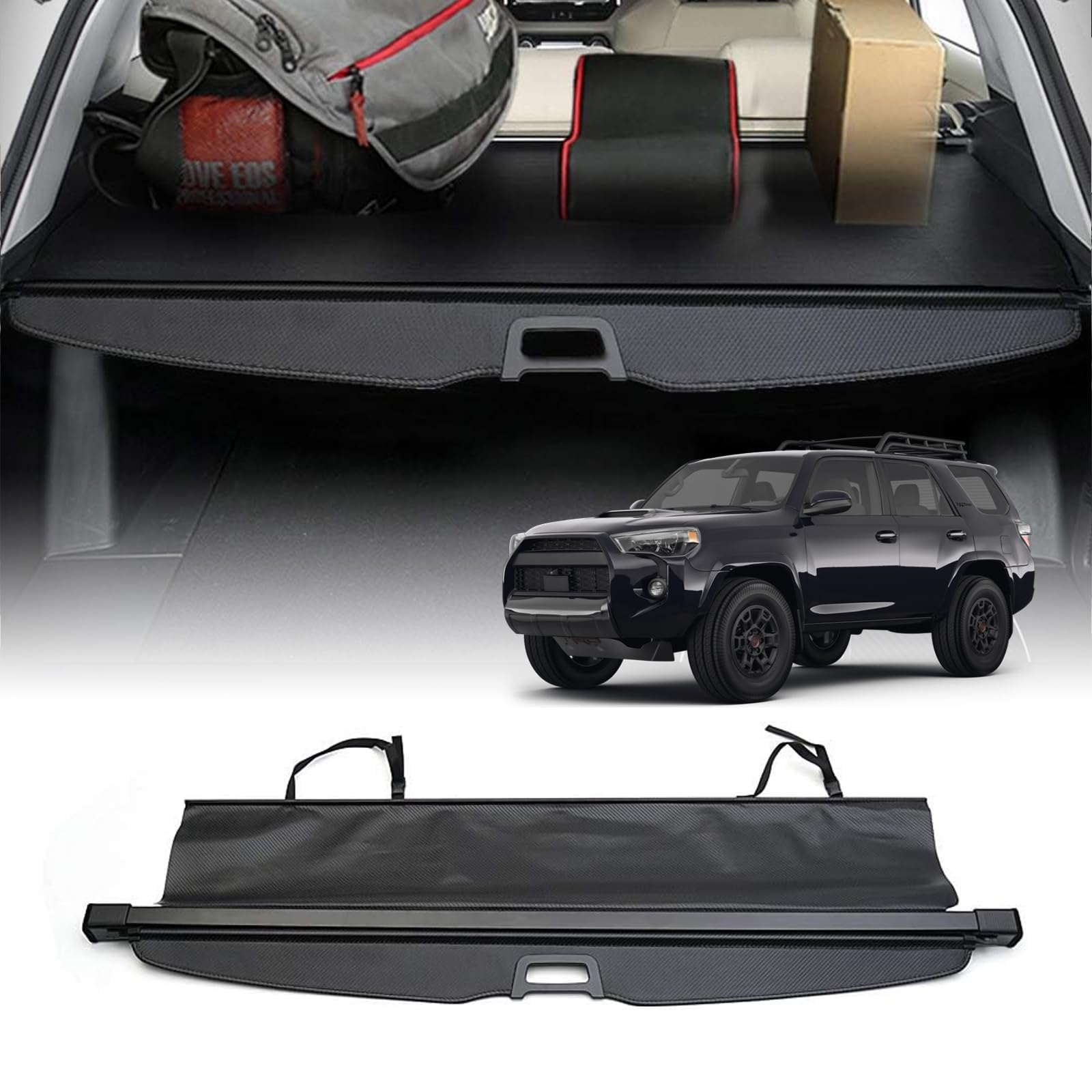 KUYHYNDEW Auto Copertura Bagagliaio Retrattile per Toyota 4 Runner 2010-2016 2017 2018 2019, Copertura Bagagliaio Retrattile Accessori Auto