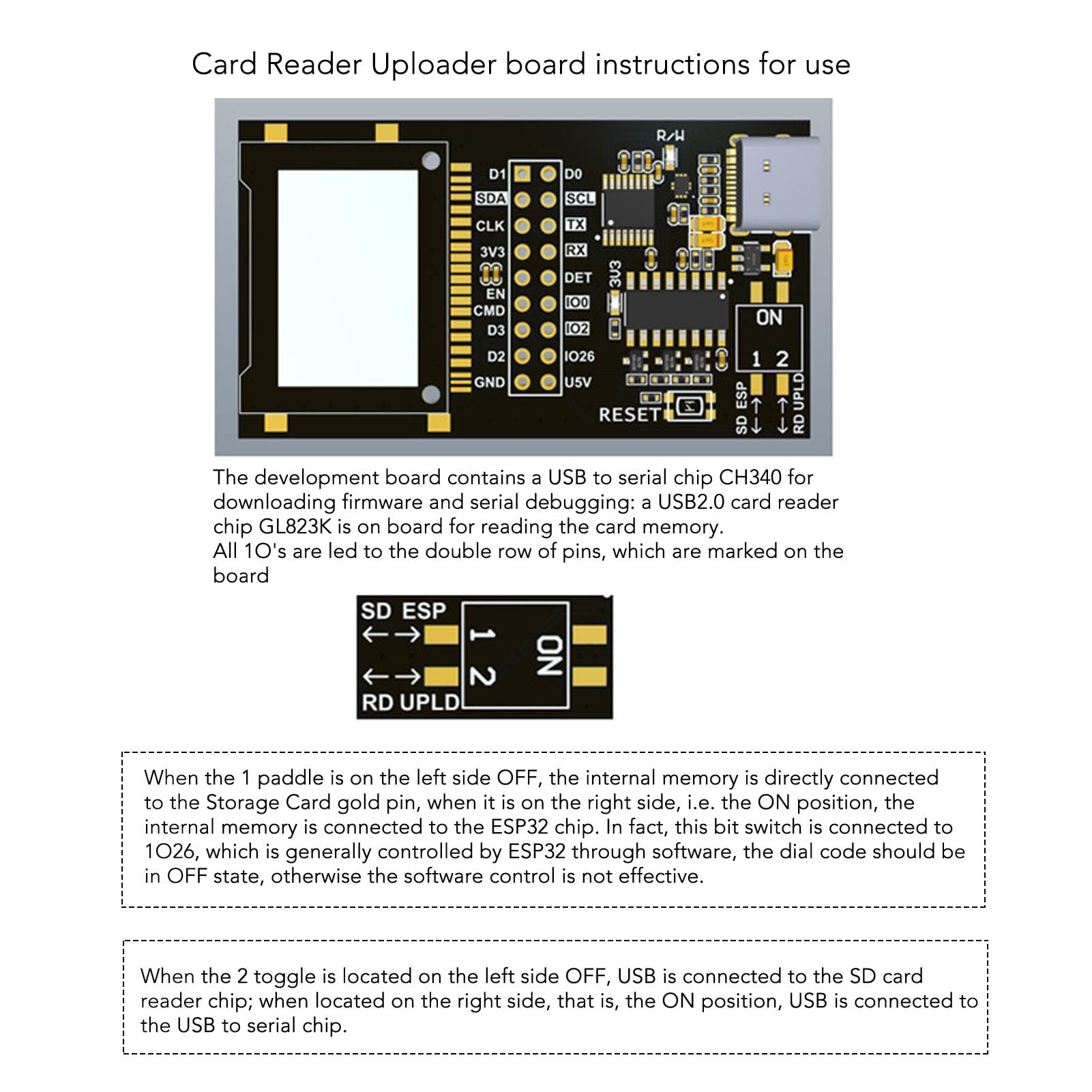 ciciglow SD WiFi PRO-Übertragungsmodul, ESP32-Chip 8 GB Hochgeschwindigkeitsspeicher Drahtloses Cloud-Übertragungsmodul Eingebauter USB-C-Anschluss für Prus für MK3S + Vorn 3D-Druckerteile