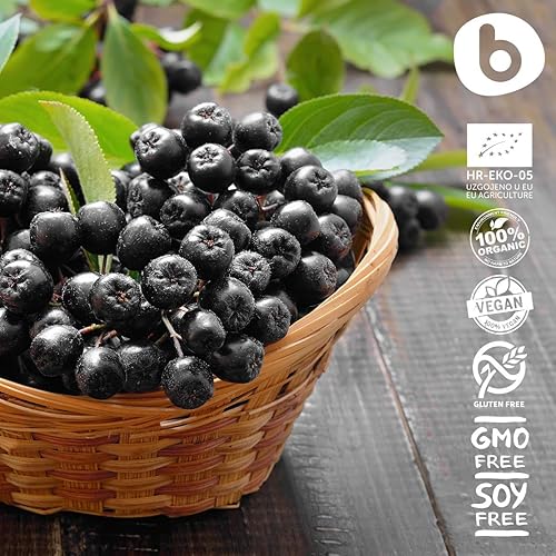 Miniatura 5 de Cápsulas orgánicas de bayas de Aronia – Suplemento de chokeberry negro con antocianinas y polifenoles naturales – Apoya el sistema inmunológico – de