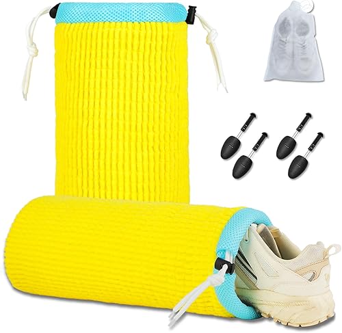 2 bolsas para lavadora de zapatos con cierre de cordón seguro, reutilizable, bolsa de limpieza para todo tipo de zapatos, incluye 2 bolsas de