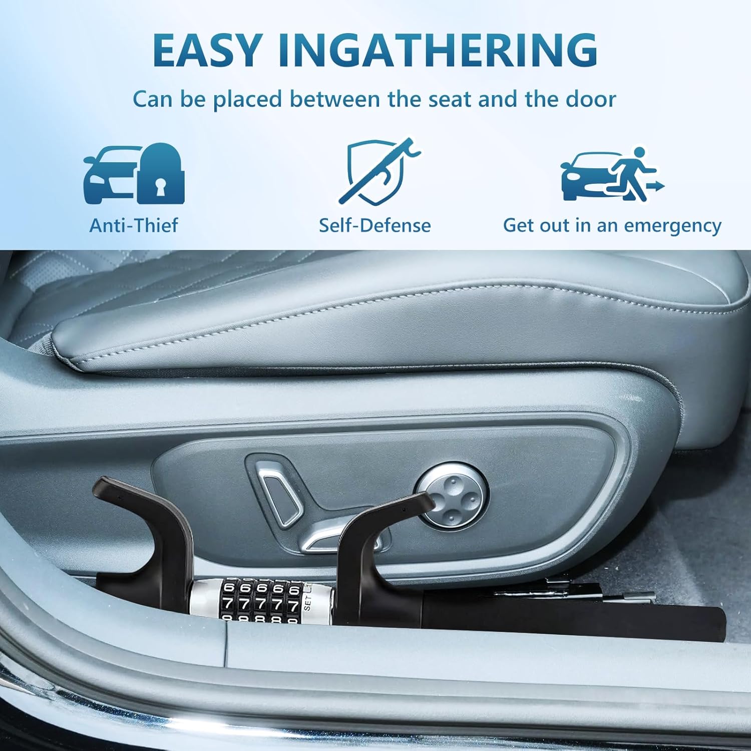 Youngly Steering Wheel Lock, Heavy Duty Keyless Password Anti-Theft Lock, Retractable Car Security Lock for Vehicle Truck SUV Van