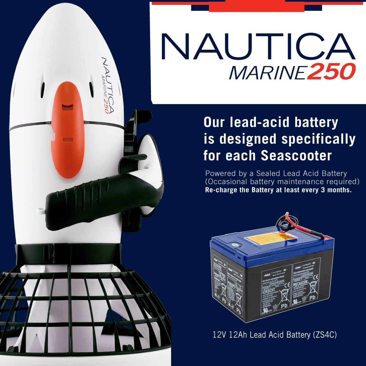Nautica Marine 250 Seascooter underwater, scuba snorkeling for ocean or swimming pool, compatible with the camera 5 71qB 8WnoOL. AC SL1200