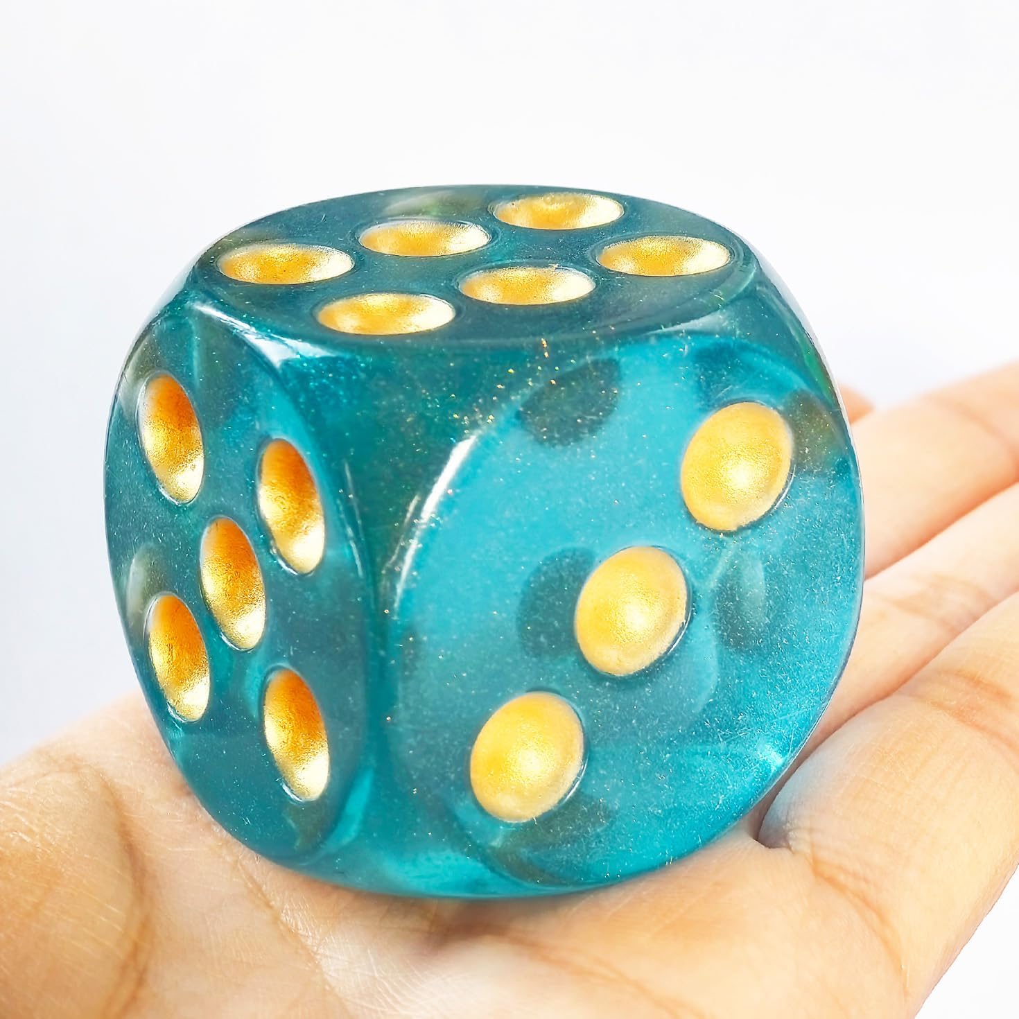 Solid Acrylic 40MM Jumbo DND Dice 6 Sided With Pips, Large Moonstone Teal D6, Big Playing Party Dice