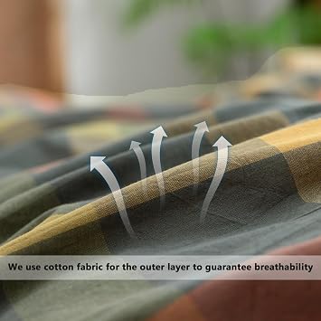 VM VOUGEMARKET Queen Size Plaid Comforter Set + 1 Matching Fittedd Sheet
