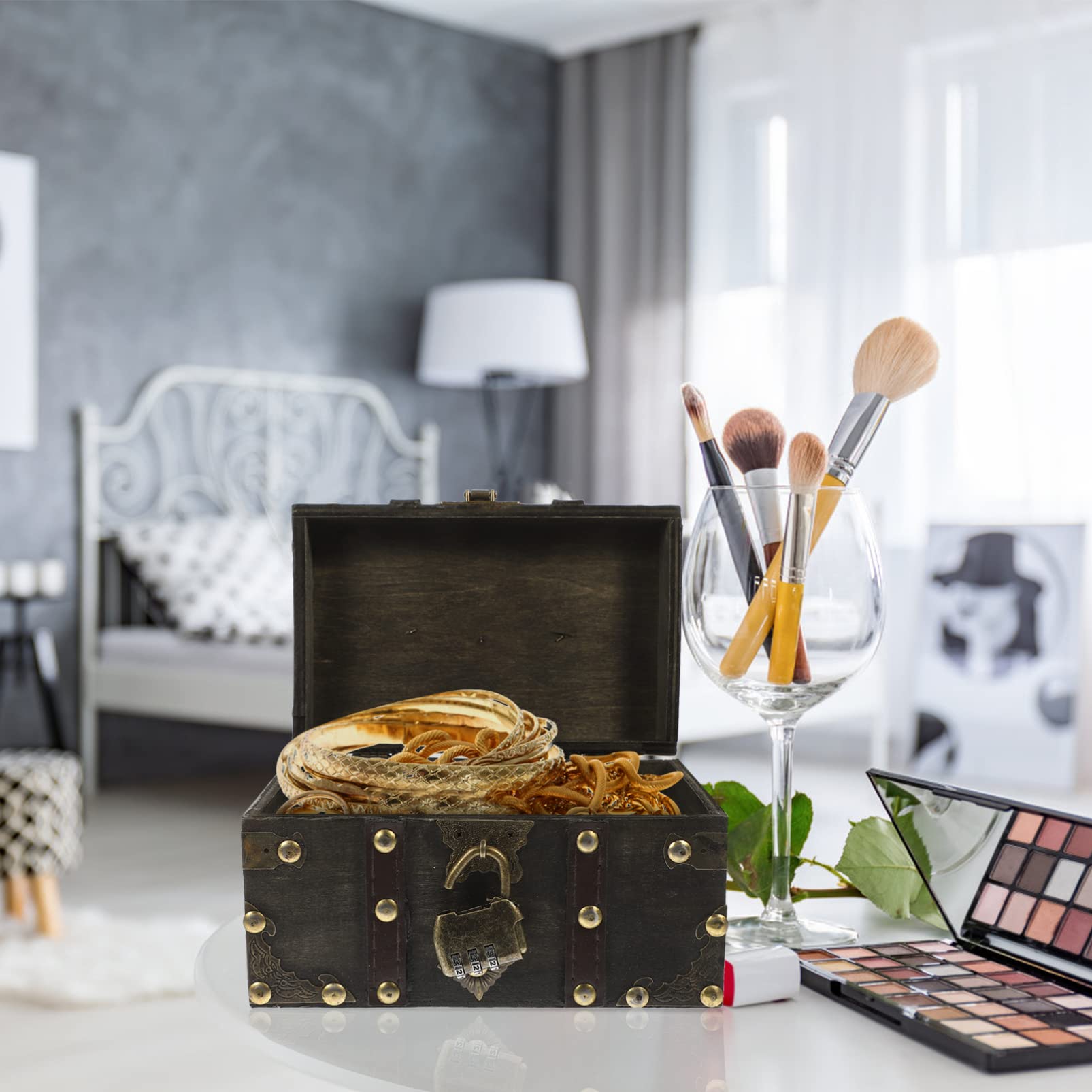 DECHOUS Vintage Schmuckkästchen mit Schloss Elegante Aufbewahrungsbox für Ringe und Schmuck für Schmuckladen oder Zuhause