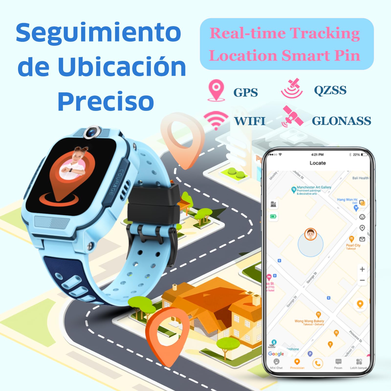 imoo Z3 Reloj Inteligente Niño, smartwatch niños con GPS y Llamadas, Videollamada 4G y Teléfono Reloj niños con GPS y Llamadas, Ultra-Precise Location Tracking (Azul)