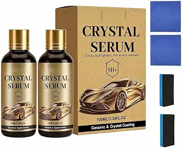 2 Pack PTZ Crystal Serum Graphene Ceramic Coating for Cars 100ml, 9H Nano Car Coating Spray, Quick Shine & Hydrophobic Protection, Long Lasting Paint Sealant for Auto Detailing