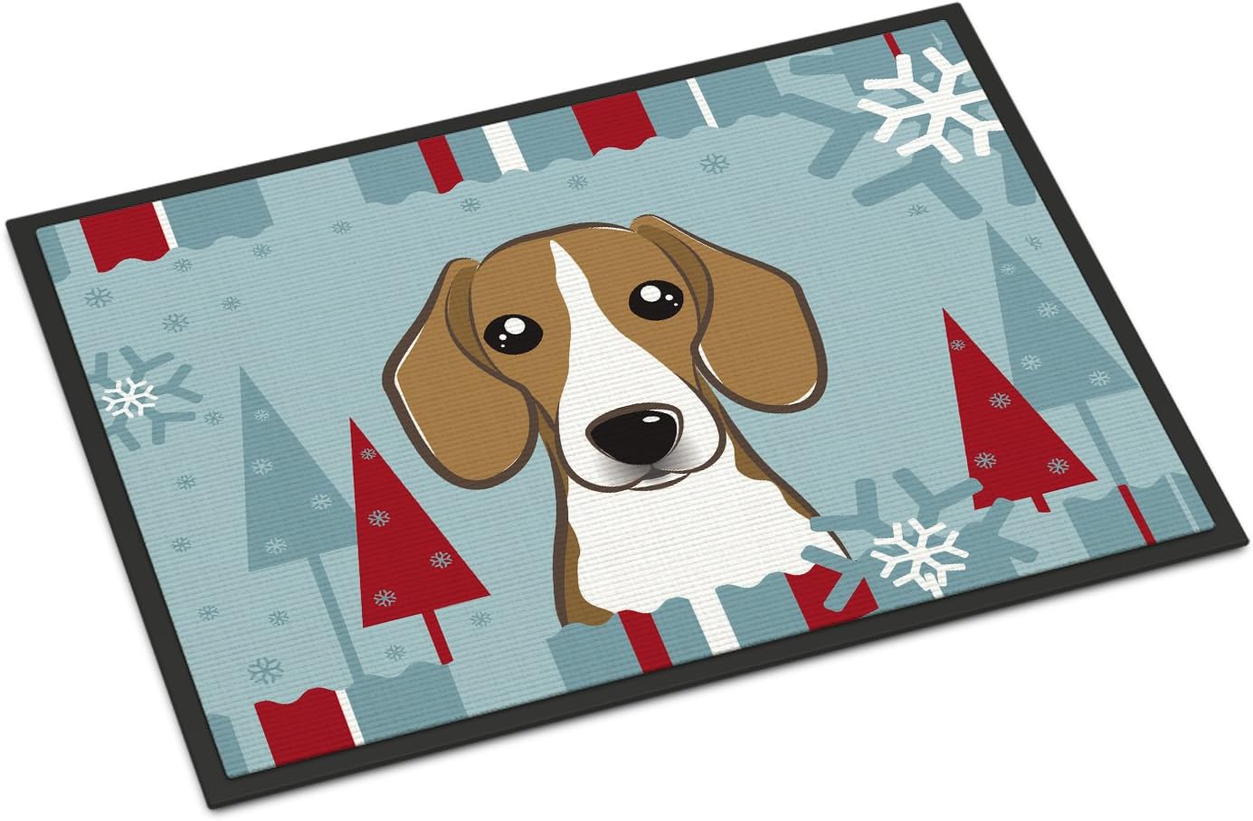 Caroline's Treasures BB1735MAT Winter Holiday Beagle Doormat 18x27 Front Door Mat Indoor Outdoor Rugs for Entryway, Non Slip Washable Low Pile, 18H X 27W
