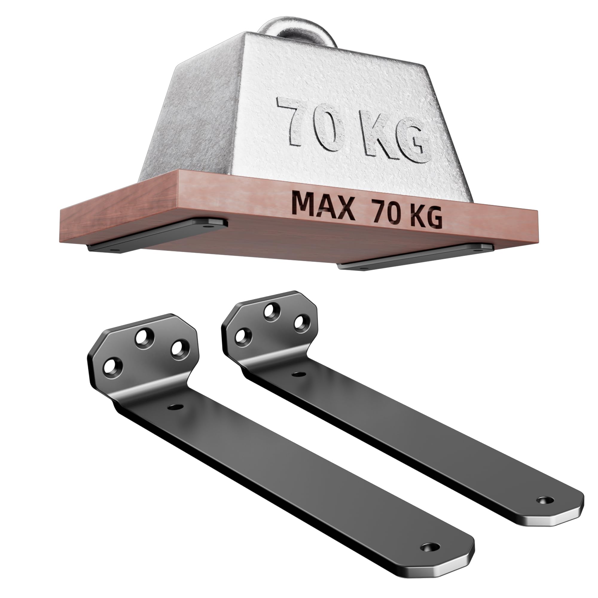 HUAEU Heavy Duty Shelf Brackets 20cm, 2 Pack Black Wall Mounted L Shape Shelf Supports, Floating Shelf Brackets with Screws, 90° Metal Angle Brackets for Kitchen, Living Room, Garage, Office