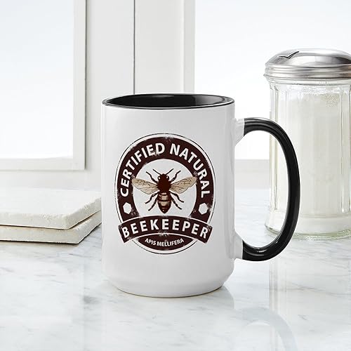 Miniatura 4 de CafePress Tazas naturales certificadas para apicultor de 15 oz (15.0 fl oz) Taza de café de cerámica