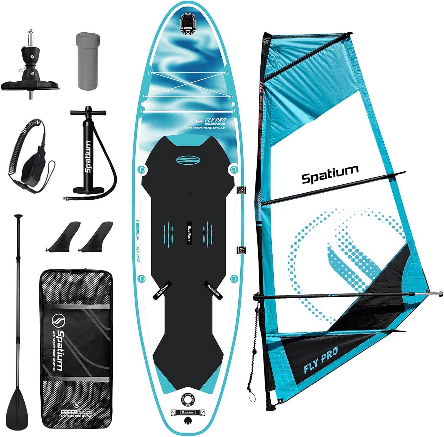 Windsurfing Sail with Inflatable Surfing Boards SUP Windsurf Paddle Board SUP Windsurfer Inflatable Windsurf Sail 4m²/5m²/6m² Inflatable Windsurfing Board and Sail for Fun Water Sports