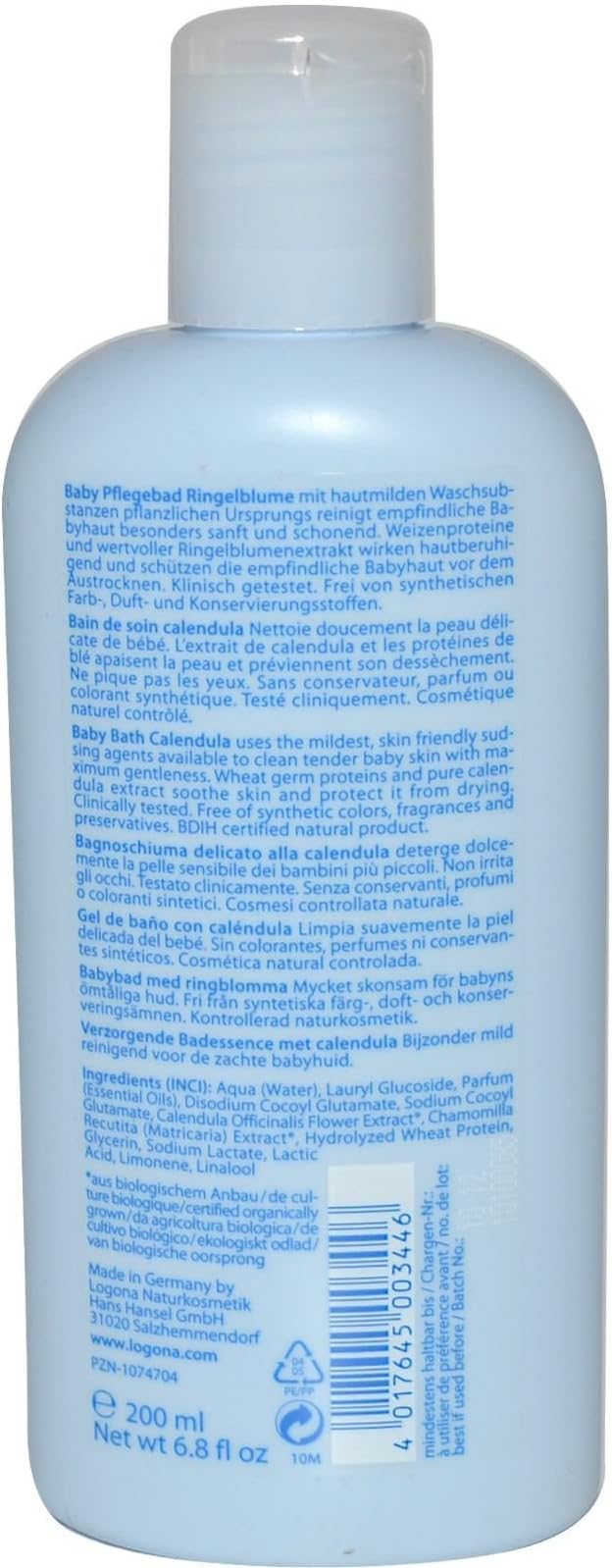 Logona Baby Bath Calendula, 6.8 Fluid Ounce