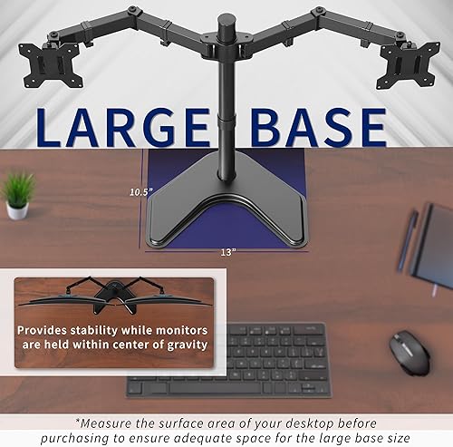 Vista 5 de VIVO STAND-V002F Soporte de escritorio independiente para monitores LED LCD dual de hasta 27 pulgadas, brazos totalmente ajustables de alta