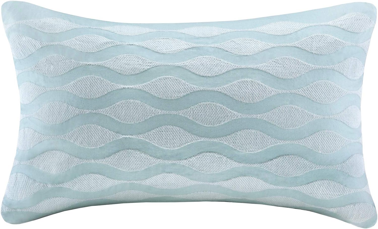 Harbor House Modern Design Decorative Pillow Hypoallergenic Sofa Cushion Lumbar, Back Support, Oblong 12" x 20", Maya Bay, Cotton Blue