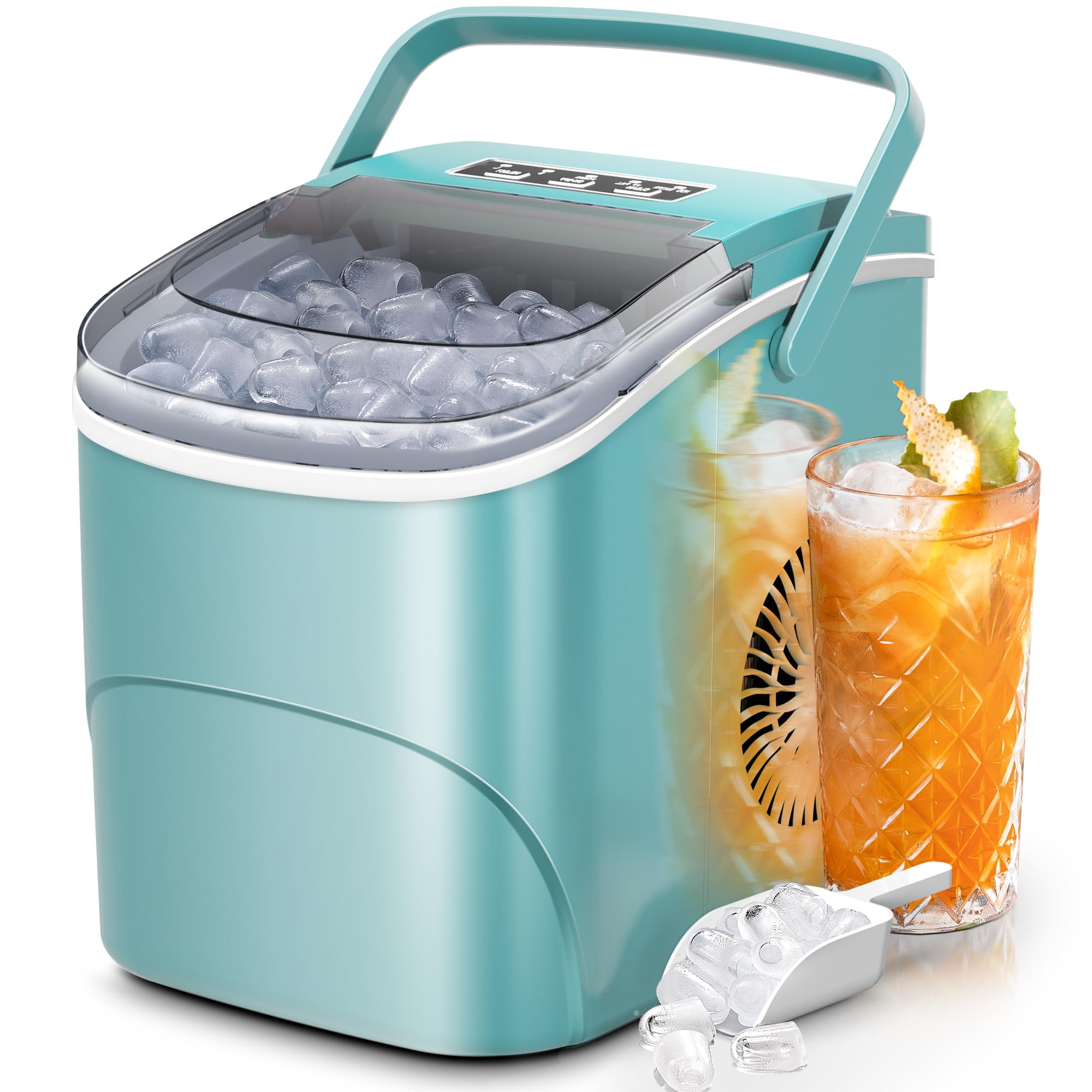 Electactic Ice Makers Countertop,26Lbs/24H,9 Cubes in 6 Mins,Portable Ice Maker Machine with Self-Cleaning,2 Sizes of Bullet Ice,Perfect for Home Kitchen(Green) on Fridge.com