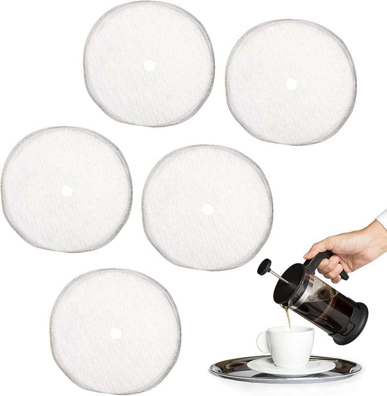 5 PCS French Coffee Press Replacement Filter Screen,3.3in .Only applicable to 21 Oz 600 ml Reusable Stainless Steel Metal Filter Mesh for Bodum French Press Coffee Makers, Espresso Machines