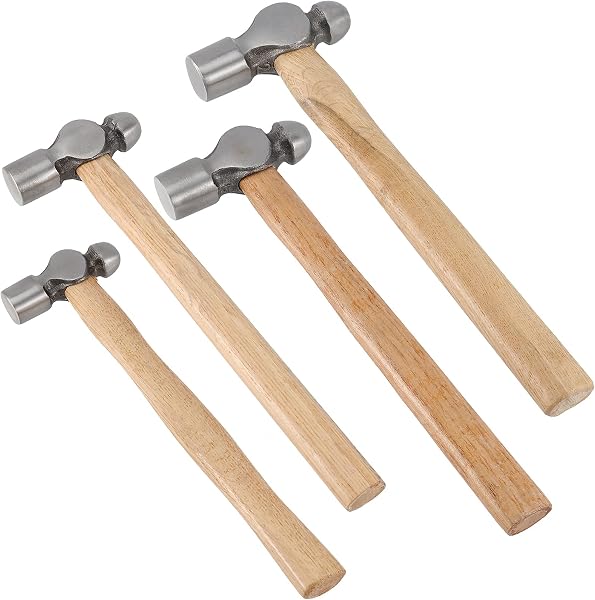 4 PCS Ball Peen Hammer Set with Wooden Handles