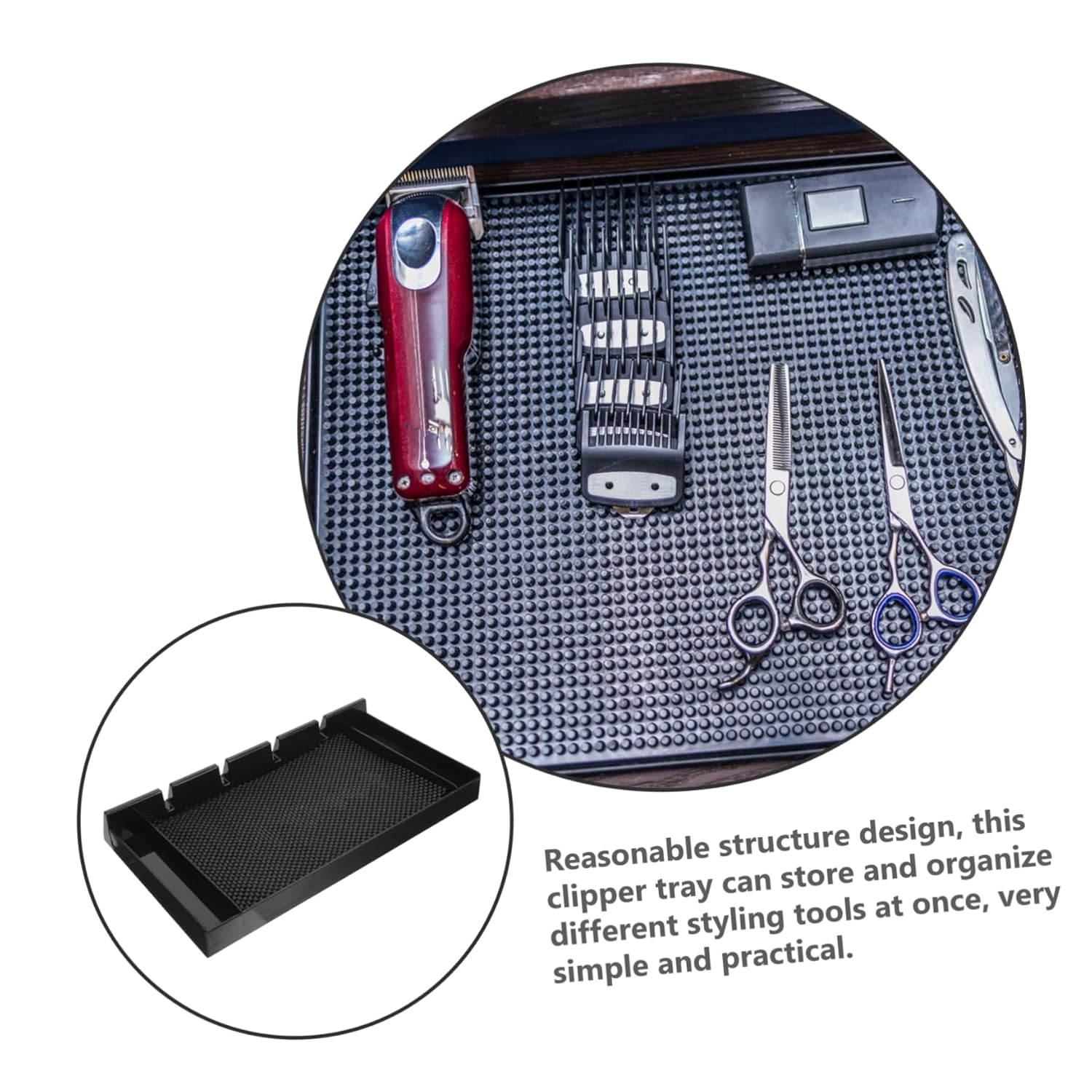 Barber Organizer Tray Non-Slip Base Vintage Clipper Storage Box for Hair Salon Tools 1-Compartment Design for Hair Clippers and Brushes for Professional Barbers and Stylists