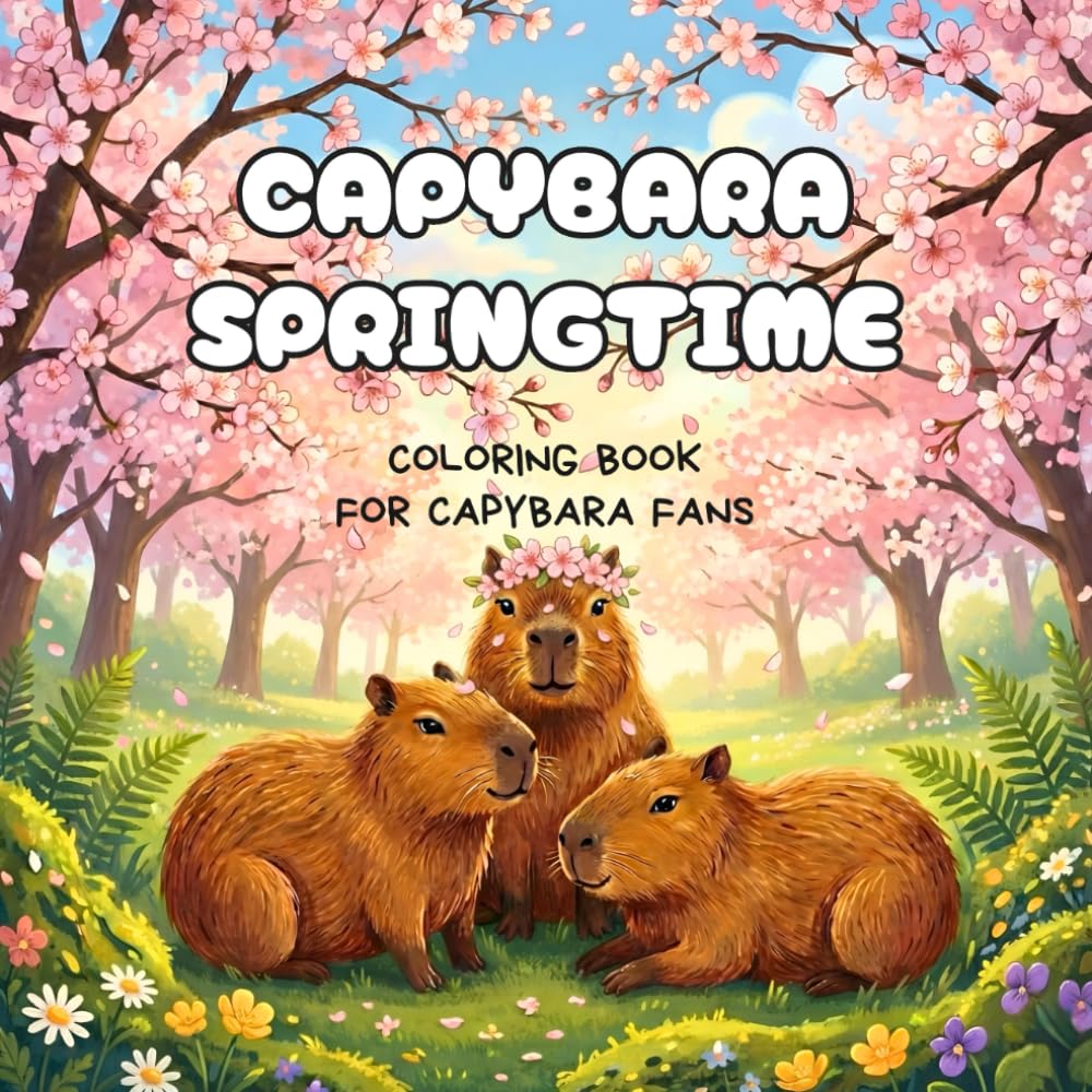 Capybara Springtime: A Cute Coloring Book for Capybara Fans with 40+ Spring-Inspired Scenes and Animal Illustrations