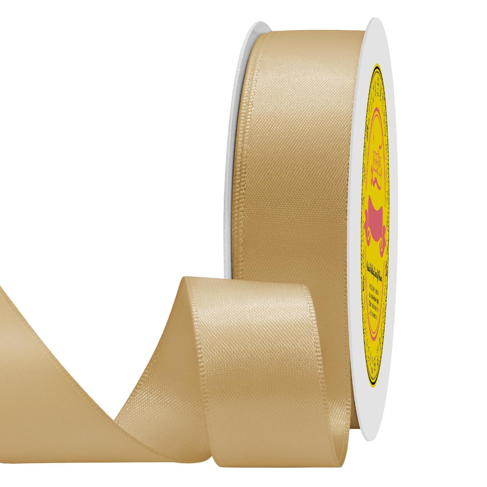 Double Face Gold Satin Ribbon 7/8 inch X 25 Yards Polyester Gold Ribbon for Gift Wrapping Very Suitable for Weddings Party Hair Bow Invitation Decorations and More
