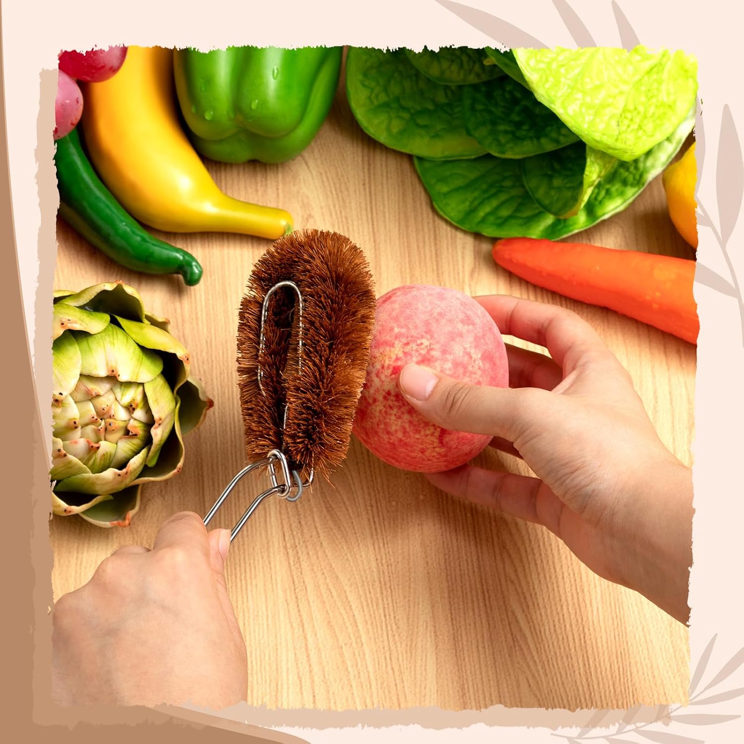 Sawysine Tawashi 100% Natural Coconut Coir Fiber Brush with Handle image 5