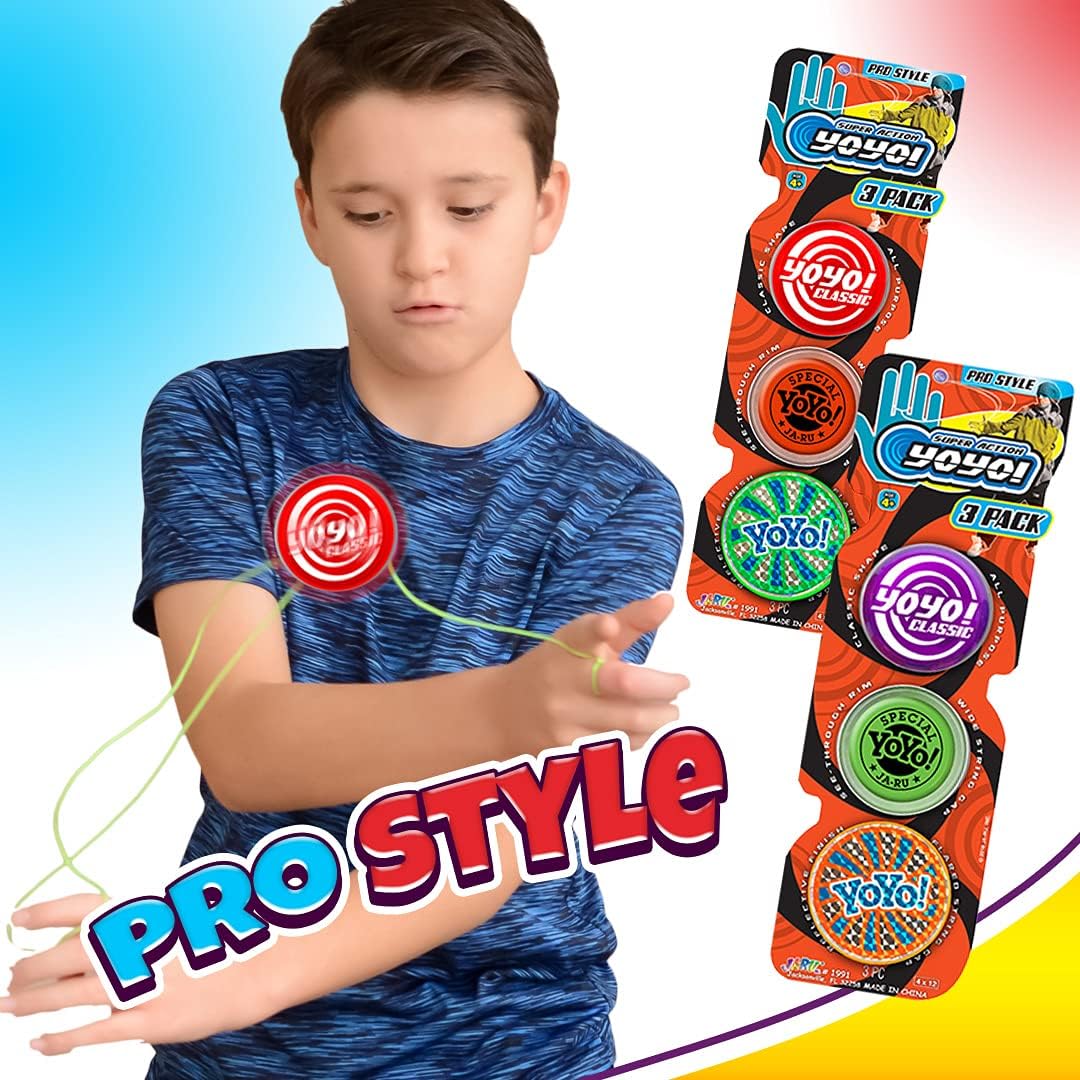 JA-RU Yoyo Professional Bundle Yo-Yos Set (1 Pack of 3) Quality Fun Fidget Toys for Kids and Adults Stoking Stuffers Filler Party Favors in Bulk 1991-1