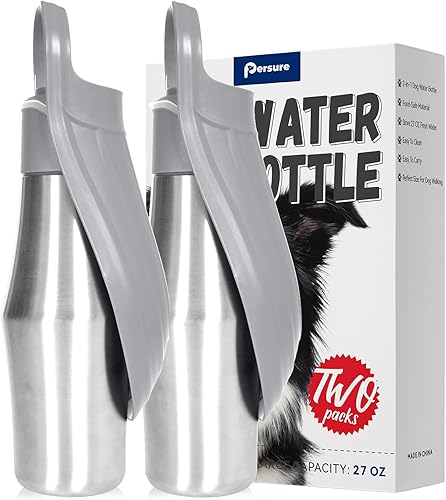 Botella de agua para perros, dispensador portátil de botella de agua para perros, botella de agua de acero inoxidable de 27 onzas a prueba de fugas