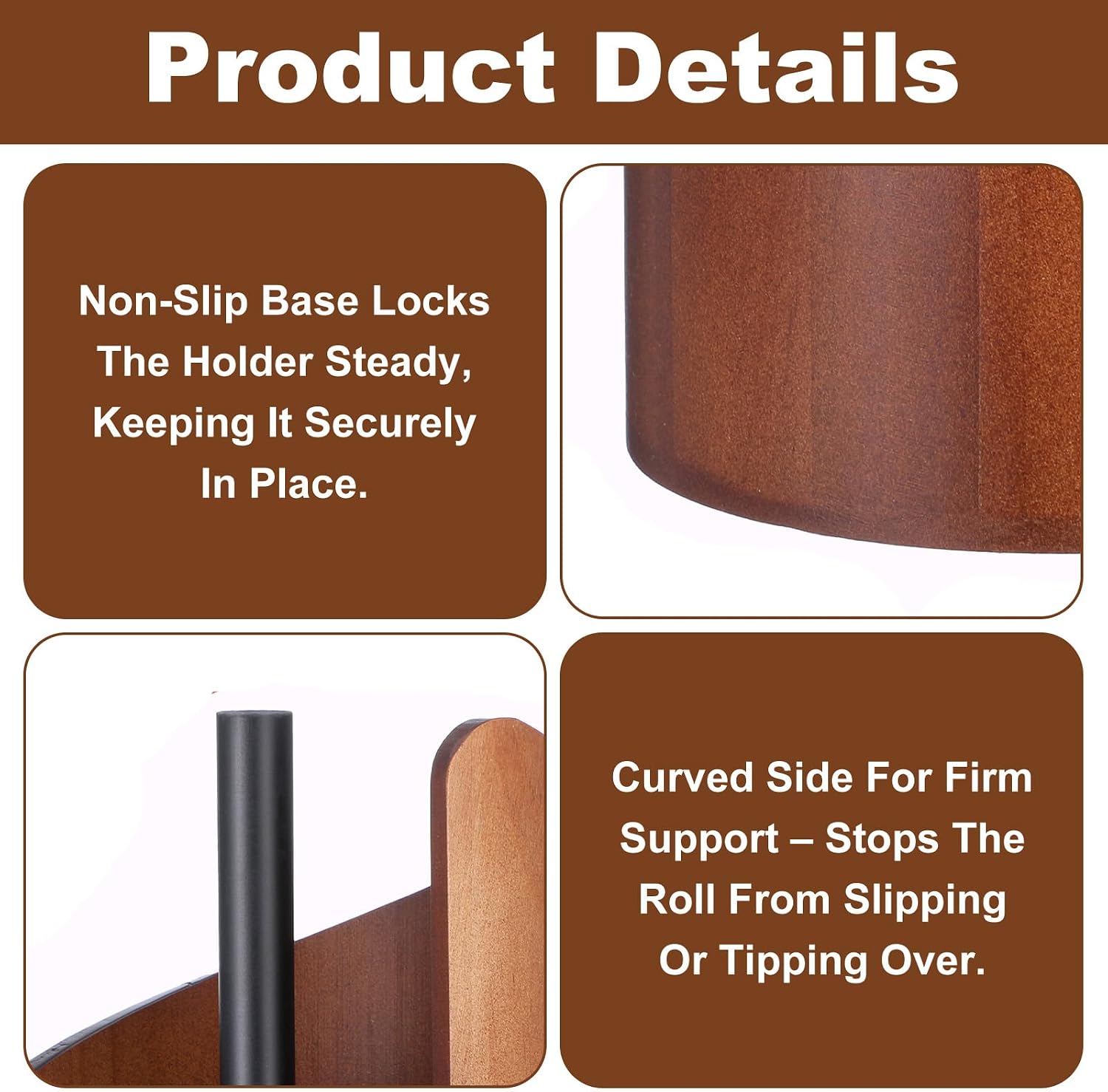 Paper Towel Holder, Natural Mango Wood Countertop Stand | for Jumbo Rolls with Wood Round Base Wooden Paper Towel Holder for Kitchen Dining Table Home Decor, Fits Small Rolls