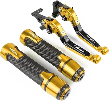 SCUUBE Motorcycle Accessories Adjustable Folding Extendable Brake Clutch Lever Handlebar Hand Grips Cap CNC for Yama&ha Tracer 900 MT09 FZ09 FJ09 2014-2020 Motorcycle Hand Levers Color Gold