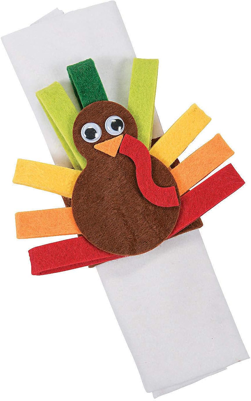 Fun Express Felt Turkey Napkin Ring Craft Kit Makes 12