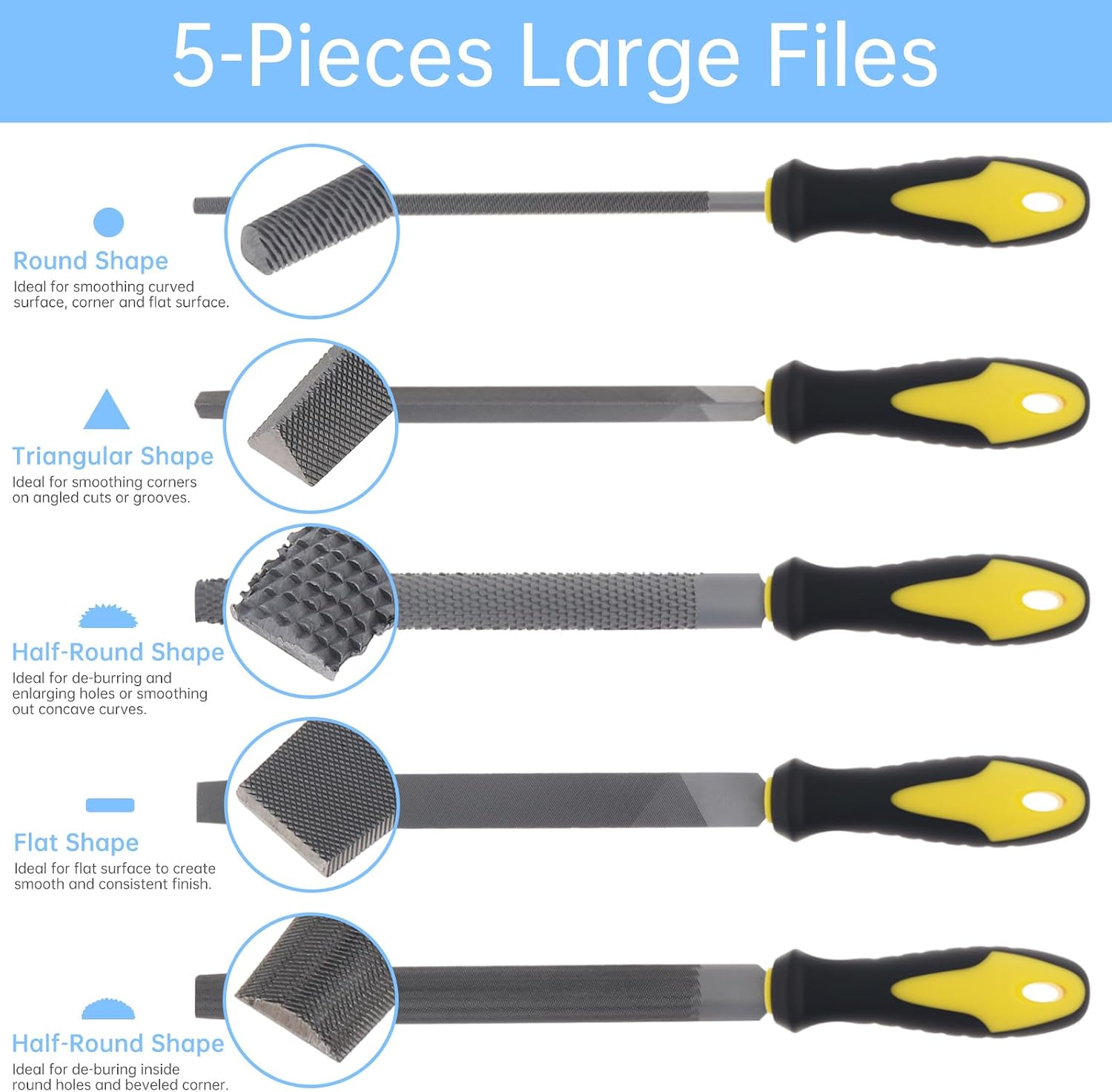 34PCS Metal File Set, T12 High Carbon Steel with Storage Bag