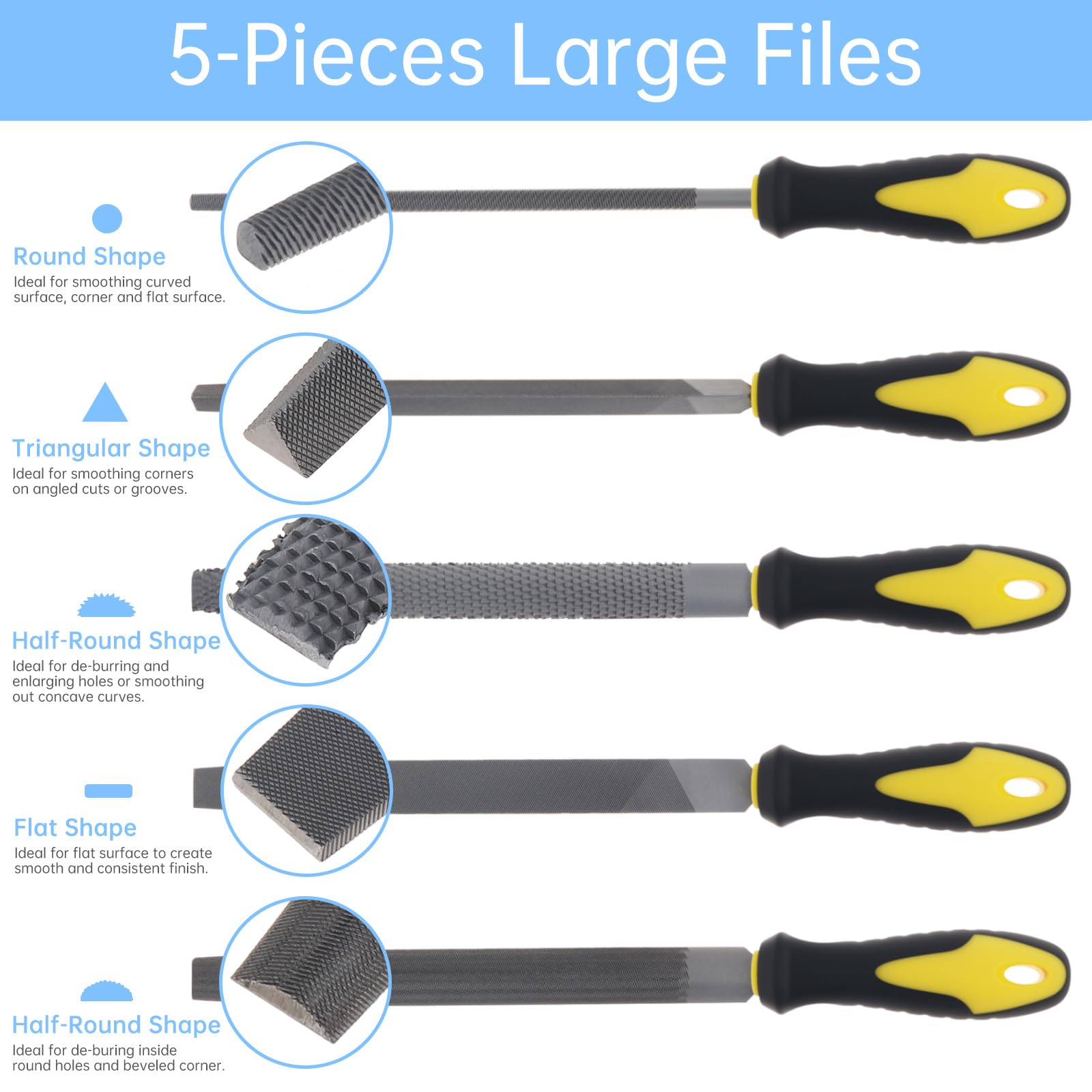 Metallfeilen-Set 34-teilig, T12 Hartstahlfeilen, 4 Formen (flach, rund, halbrund, dreieckig), Nadel- und Diamantfeilen für gehärteten Stahl, Metall, Holz, Kunststoff, Stein, mit