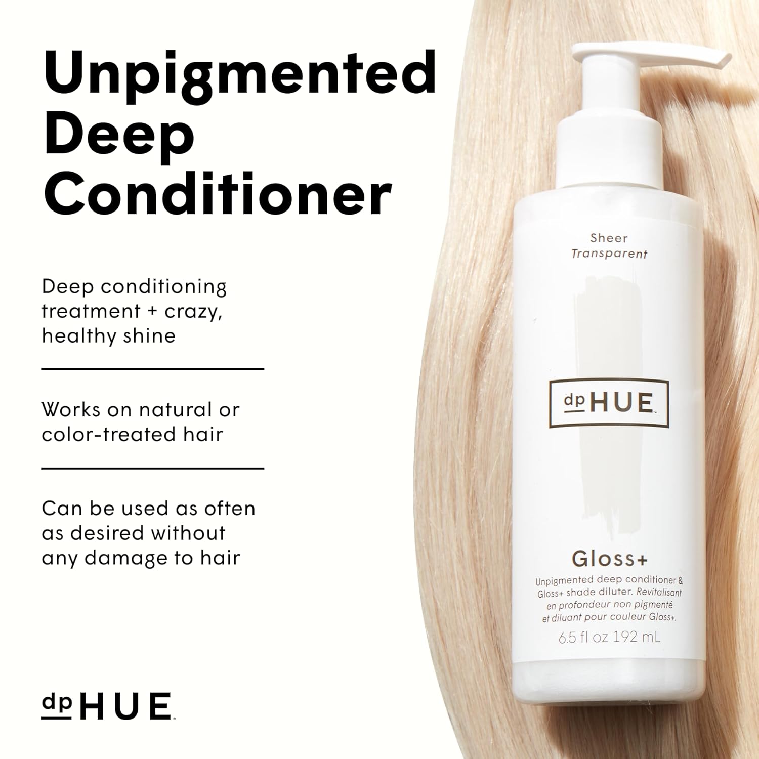 dpHUE Gloss+, Sheer - Pigment-Free Deep Conditioner - 8-12 Applications per Bottle - Lasts Up to 8 Washes