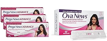 Prega News Advance Test Kit | Rapid Single Step Pregnancy Test Kit Device | 99% Accurate Results in 3 Mins | Pack of 3 and Ova News - Ovulation Detection Kit from Prega News |