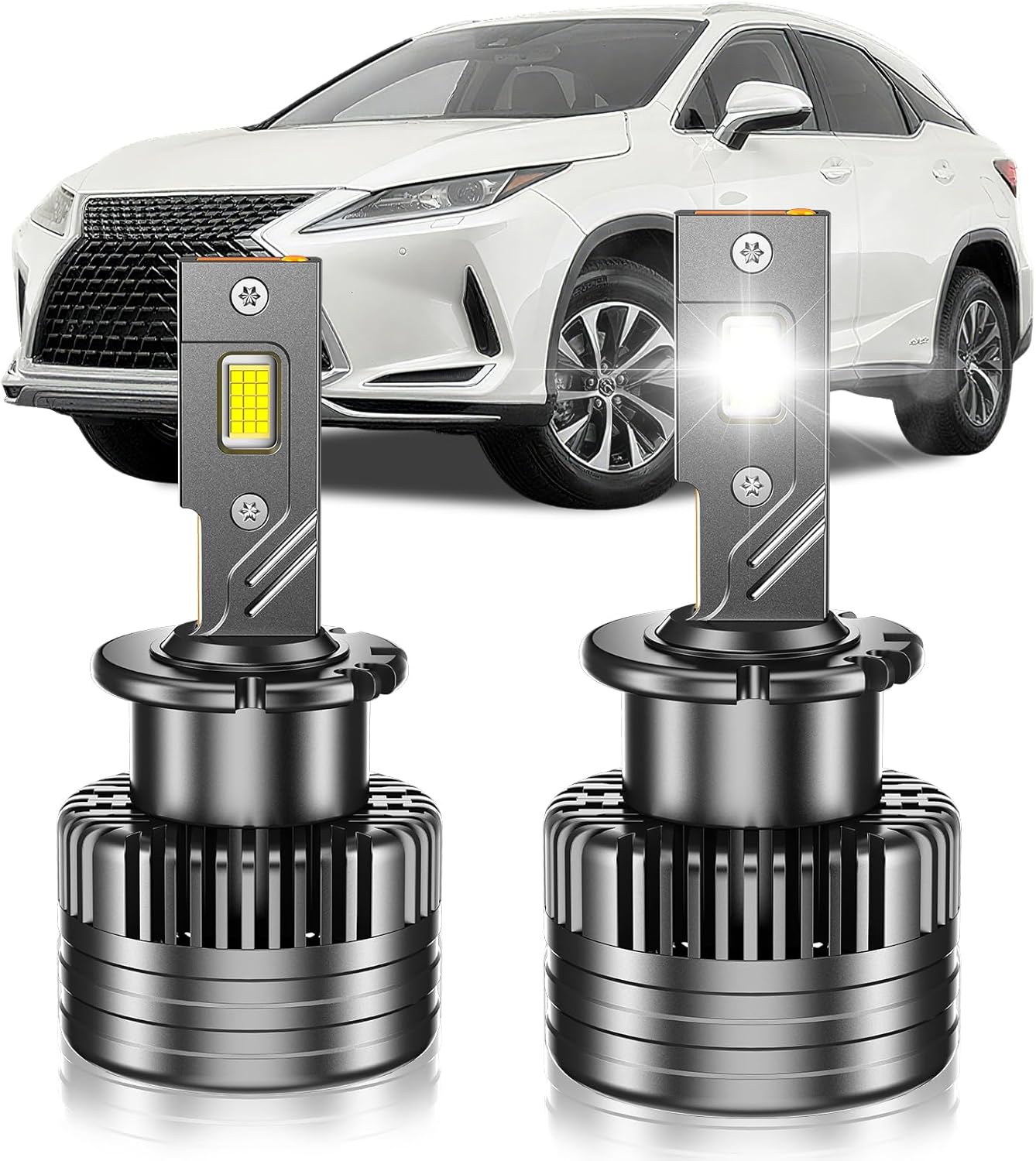 D4S HID Bulbs Fit for Lexus 2010-2015 RX350 RX450H ES350 GS350 2007-2017 LS460, 24000LM 6000K Cool White, OEM Xenon HID Light Replacement, Plug and Play, Pack of 2