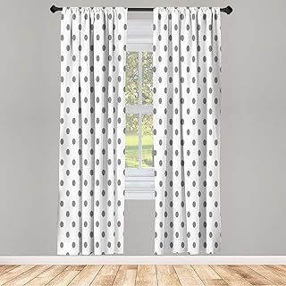 Ambesonne Polka Dot Window Curtains, Classic Old Fashioned Repeated Circ...