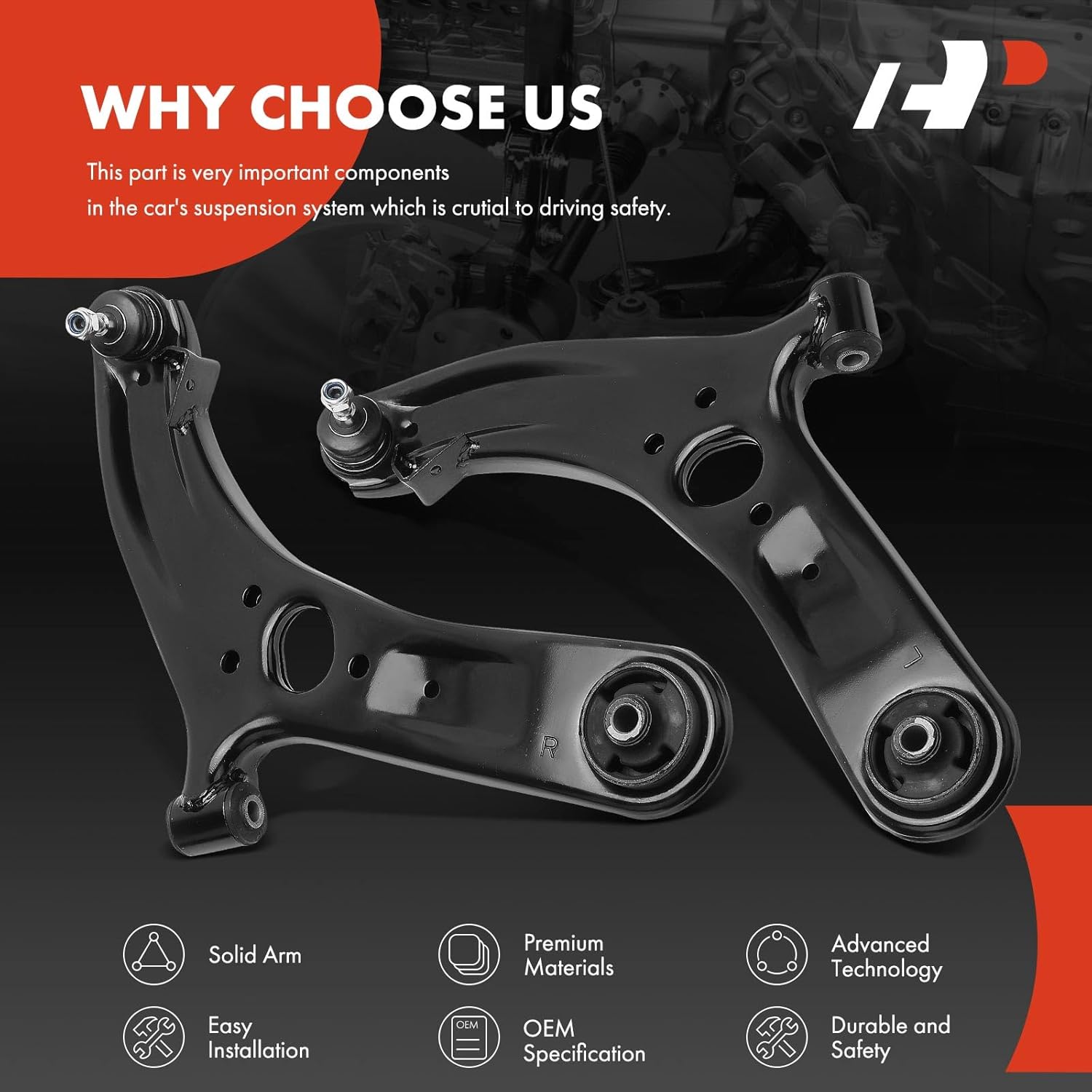 A-Premium 2 x Front Lower Control Arm, with Ball Joint & Bushing, Compatible with Hyundai Accent 2011-2017