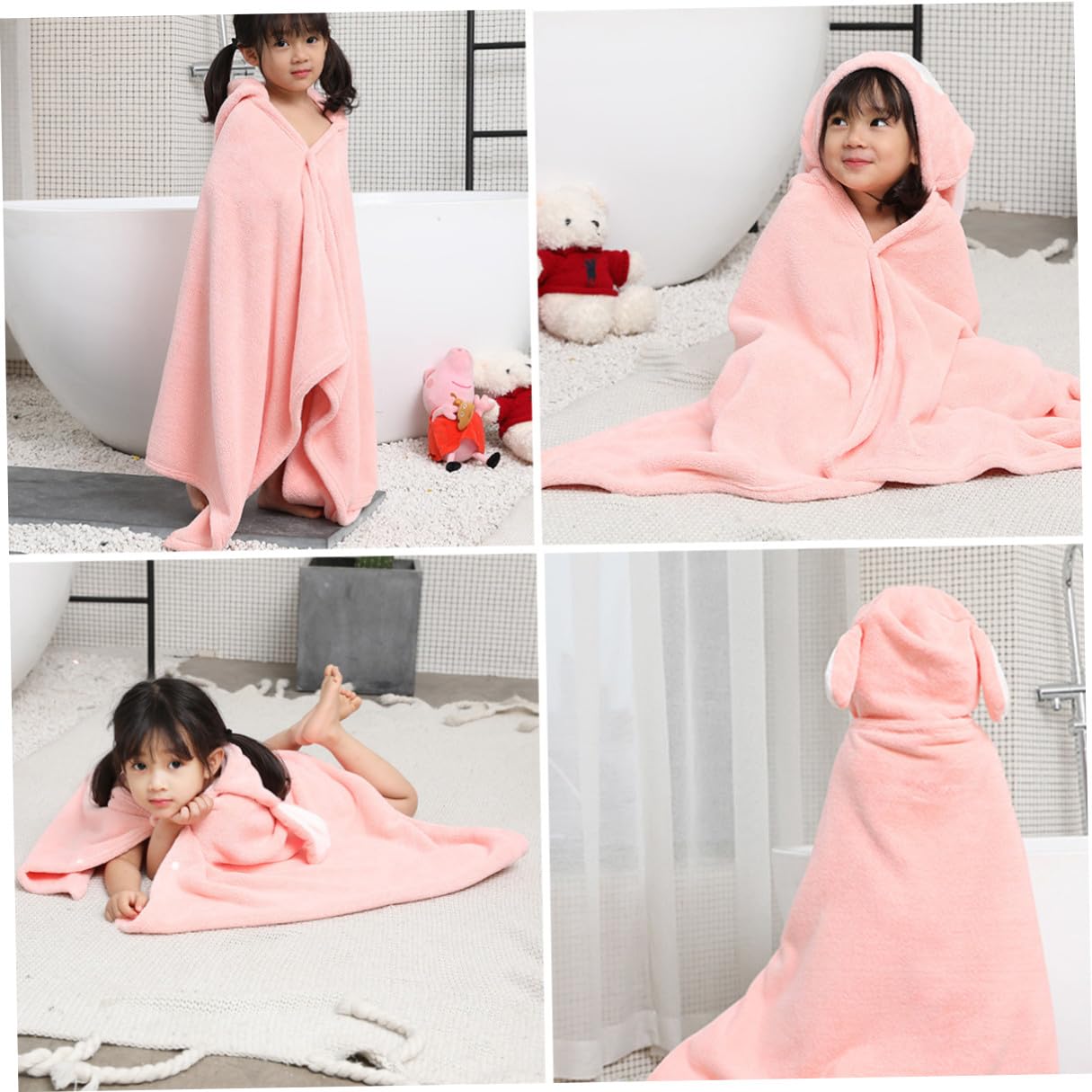 Angoily Polar Toalla Suave Capucha Baño de Forro Coral para Niños