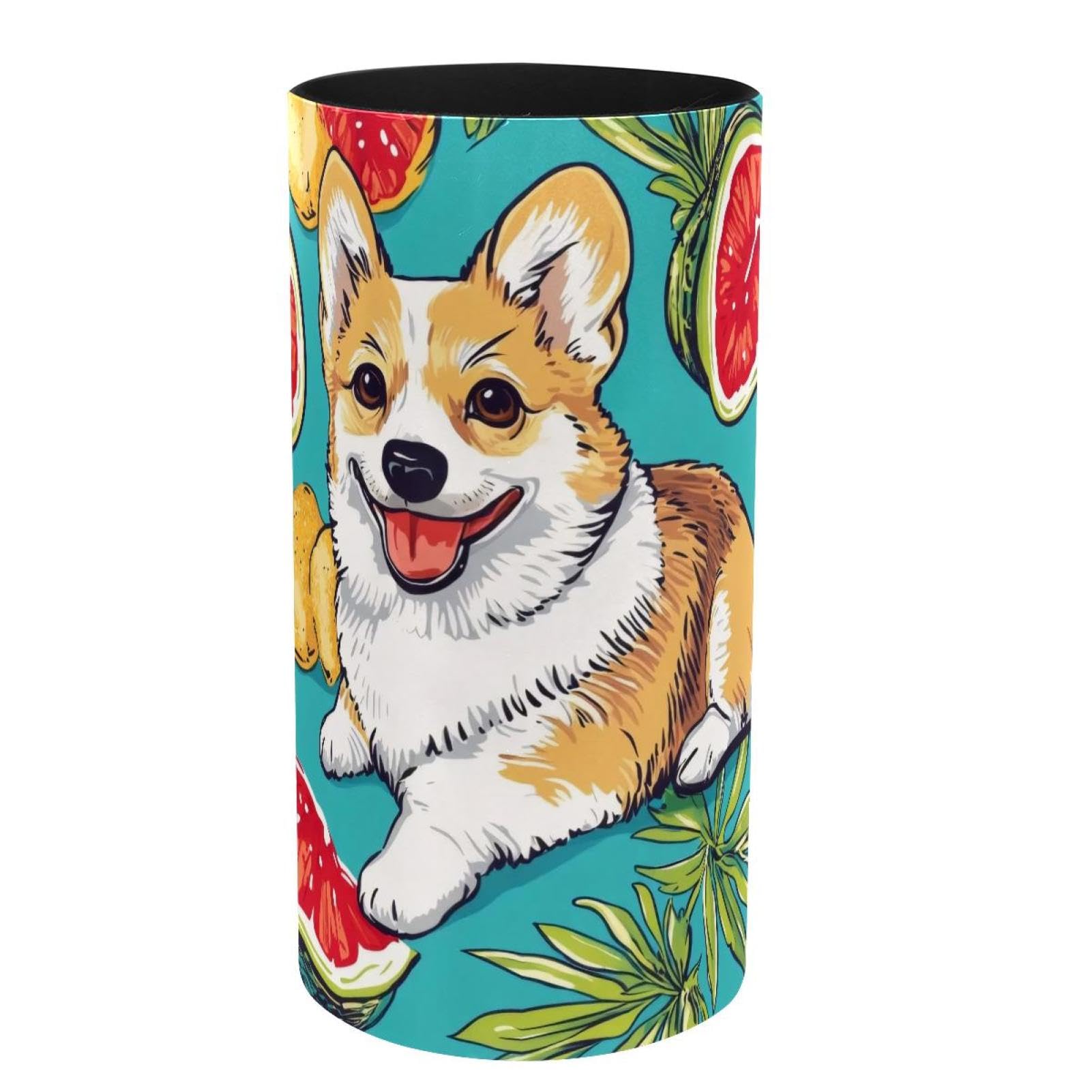Porte-pinceaux de maquillage musical Corgi avec pot en métal stable