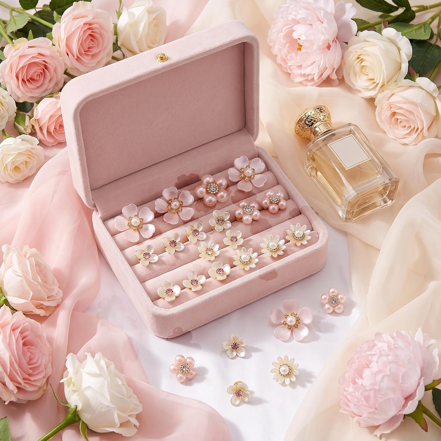 50 Pcs Pearl Rhinestone Brooch Pin Flower Embellishments Brooches and Pins for Women Lapel Pins No Sew Button Charms Accessories for Clothes Bags Wedding DIY Crafts, 5 Styles