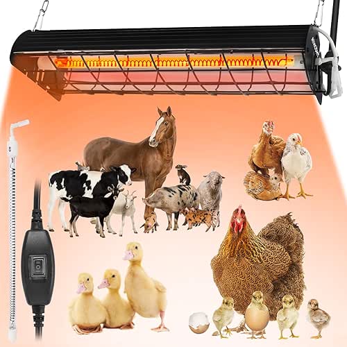 400W Heat Lamp for 60 Chickens Upgraded 12000H Large Chicken