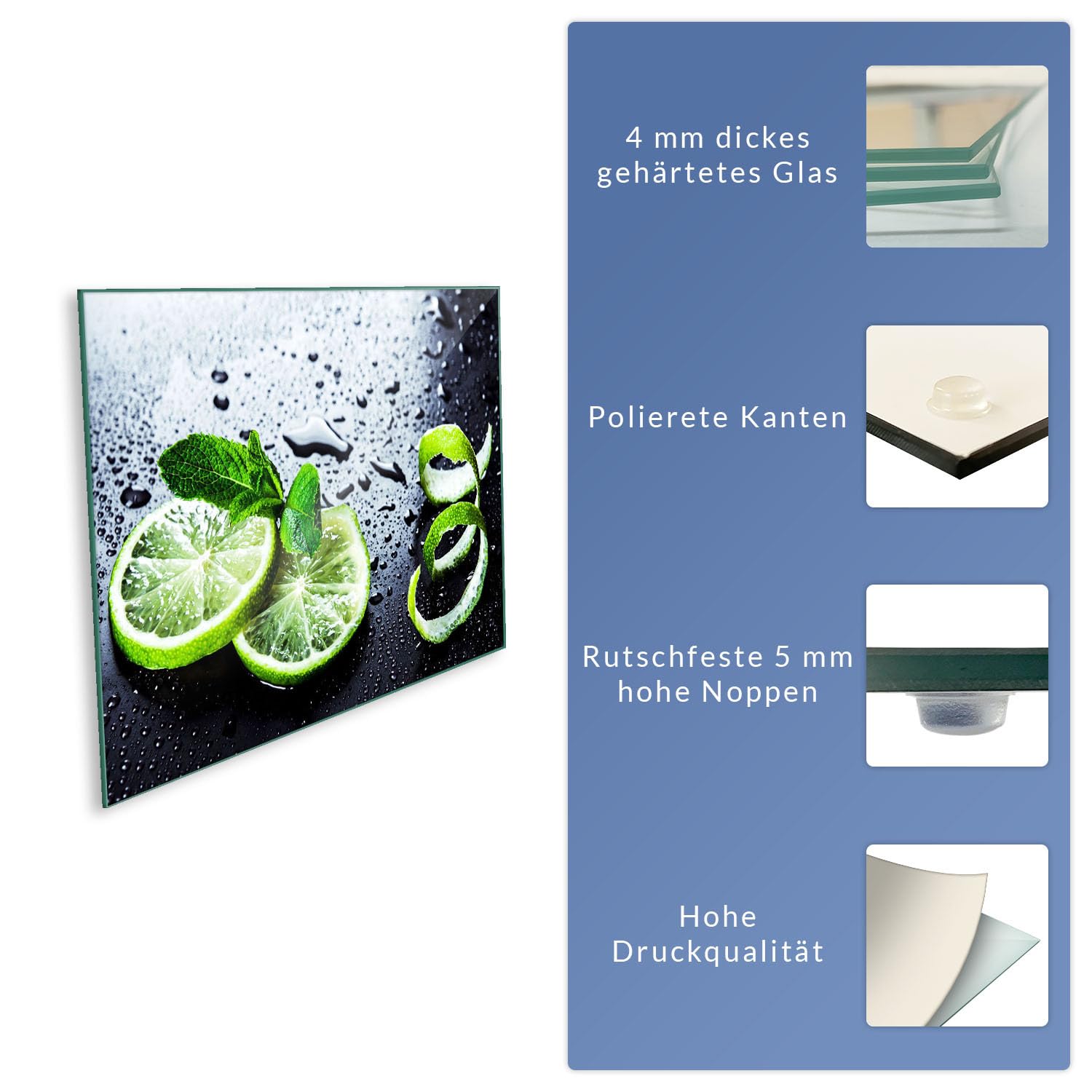 Herdabdeckplatte Abdeckung Ceranfeld Abdeckplatte Schneidebrett 1-Teilig 80x52 Lemon Grün Spritzschutz Glasplatte Ceranfeldabdeckung Schutz für Kochplatten Herdschutz Sicherheitsglas Glasschneidebrett