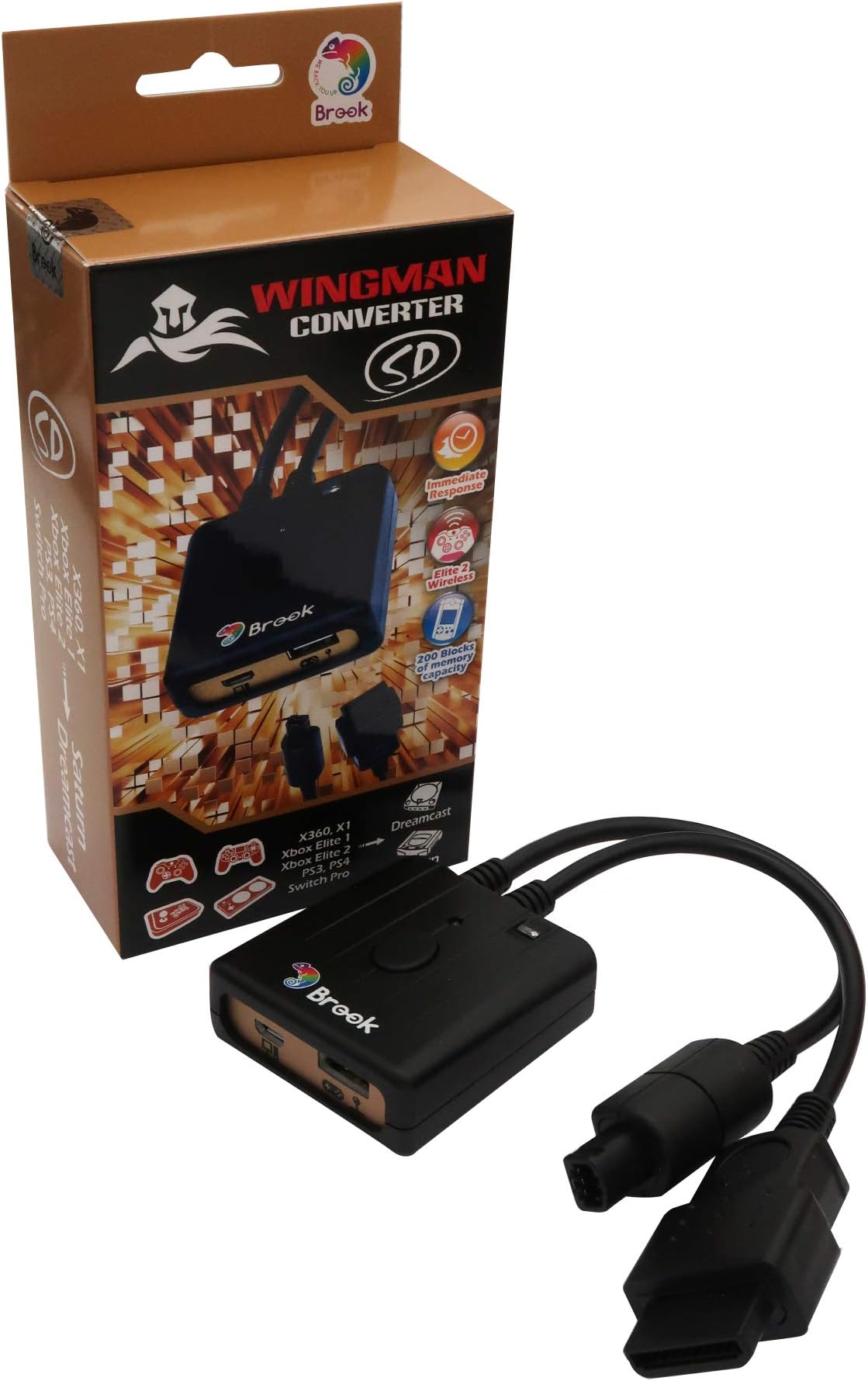 Mcbazel Brook Wingman SD Converter for Xbox 360/Xbox One/Xbox Elite 1&2/Xbox Series X&S/PS3/PS4/PS5/Switch Pro Controller to Sega Dreamcast & Saturn Console