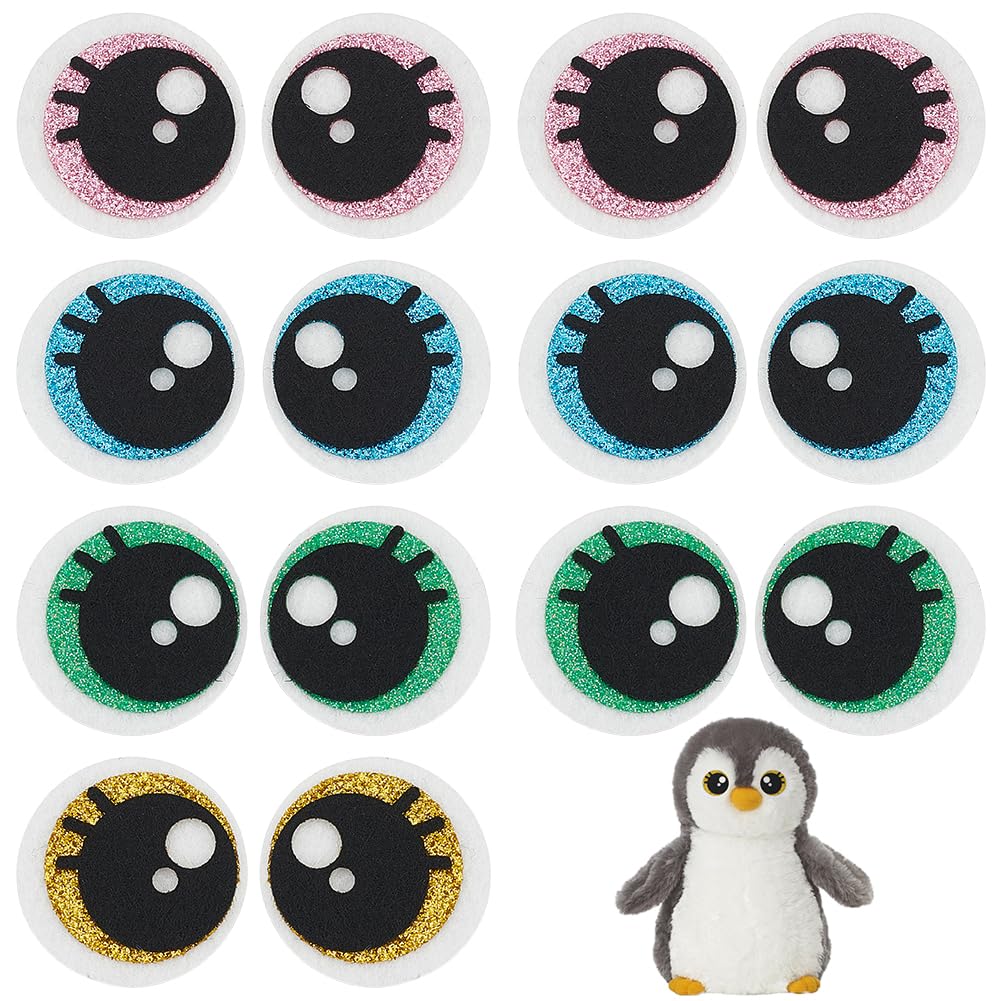 PH PandaHall 24 pares de olhos de feltro de 4 cores, adesivos de