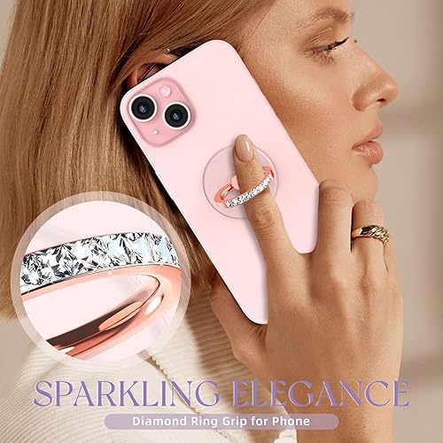 Miniatura 8 de Jsoerpay - Soporte transparente para anillo de teléfono, 2 piezas, soporte transparente para anillo de teléfono celular con diamante, agarre para el